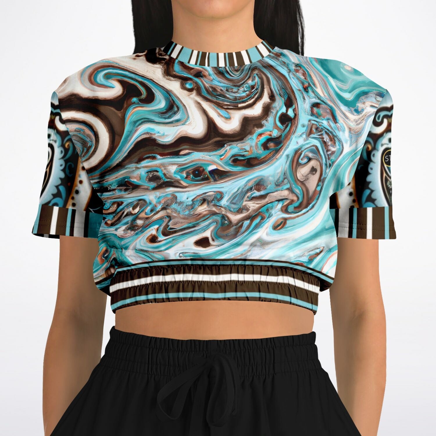 Turk and Caicos Eco-Poly Short Sleeve Cropped Pullover