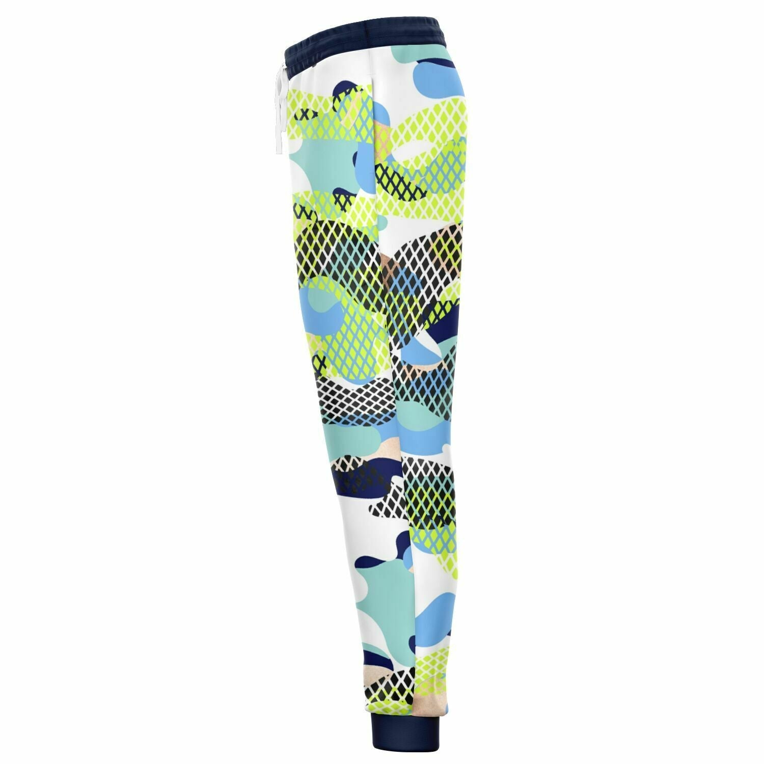 Blue and Lime Eco-Poly Camo Joggers
