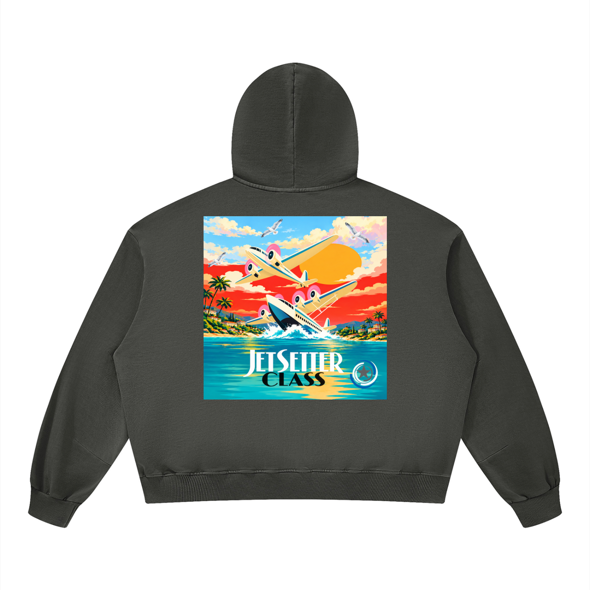 Jetsetter Class Luxury Travel Unisex Boxy Vintage Washed Hoodie