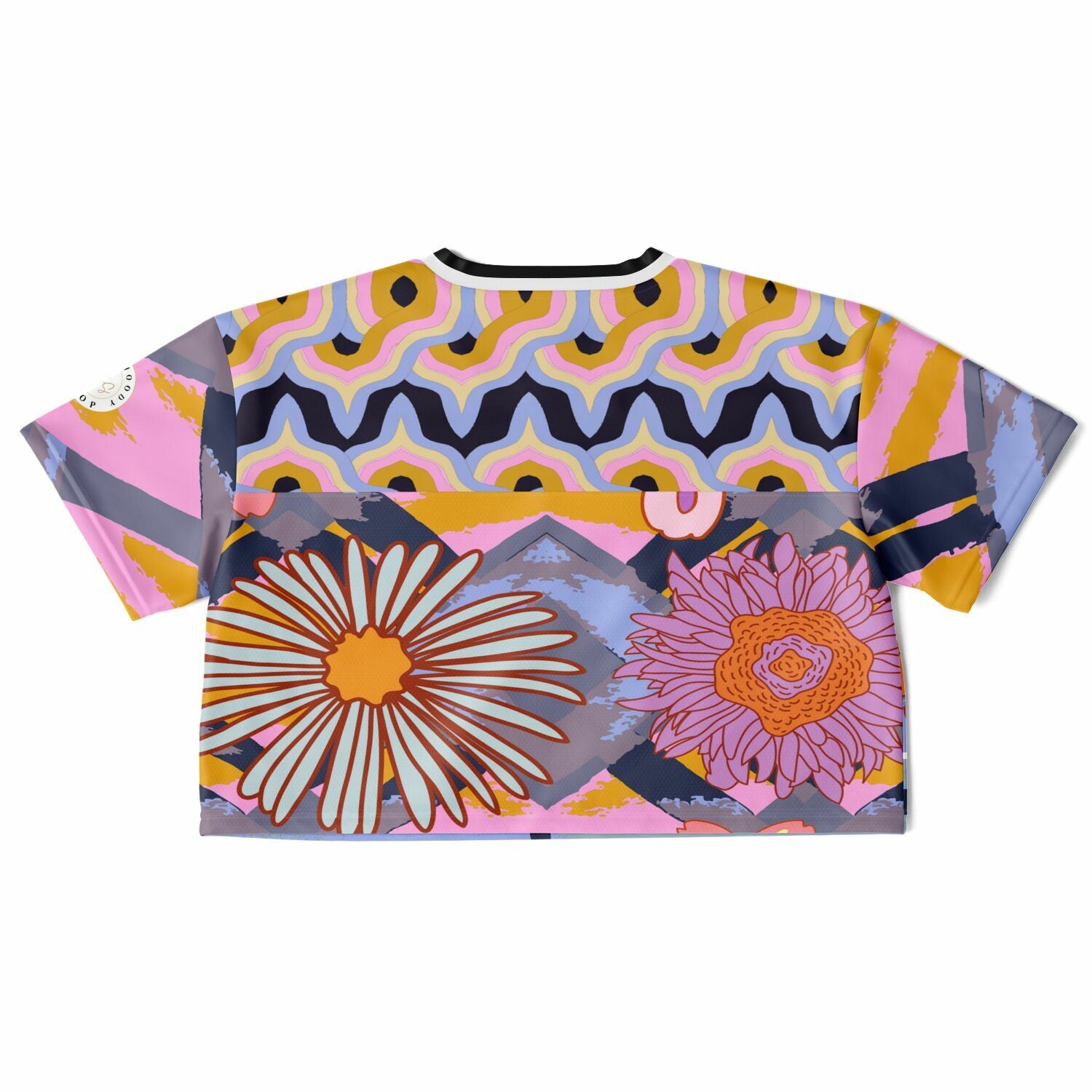 Bahama Mama Abstract Floral Eco-Poly V-Neck Crop Jersey