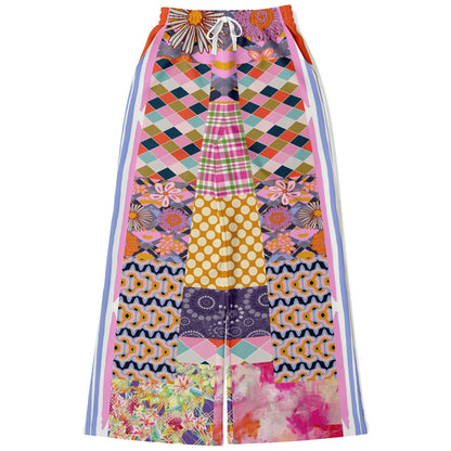 Bahama Mama Pink Floral Patchwork Eco-Poly Wide Leg Pants