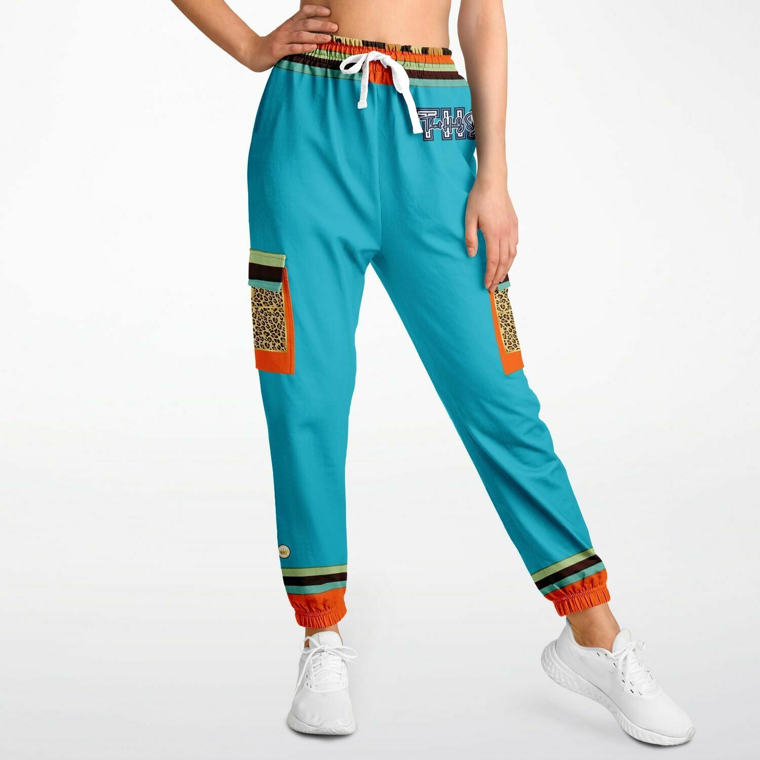 Bahamian Blue Leopard LUXE Eco-Poly Unisex Cargo Joggers