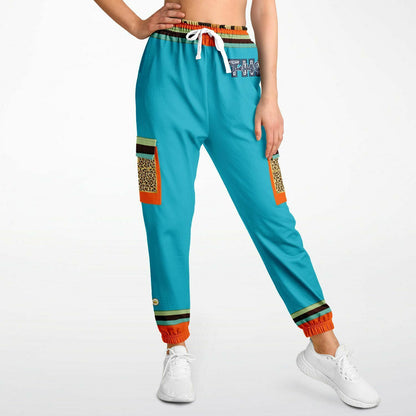 Bahamian Blue Leopard LUXE Eco-Poly Unisex Cargo Joggers
