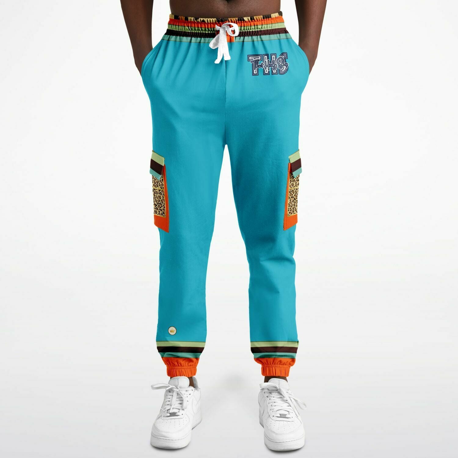 Bahamian Blue Leopard LUXE Eco-Poly Unisex Cargo Joggers