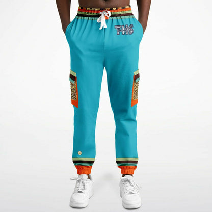 Bahamian Blue Leopard LUXE Eco-Poly Unisex Cargo Joggers
