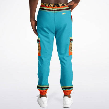 Bahamian Blue Leopard LUXE Eco-Poly Unisex Cargo Joggers