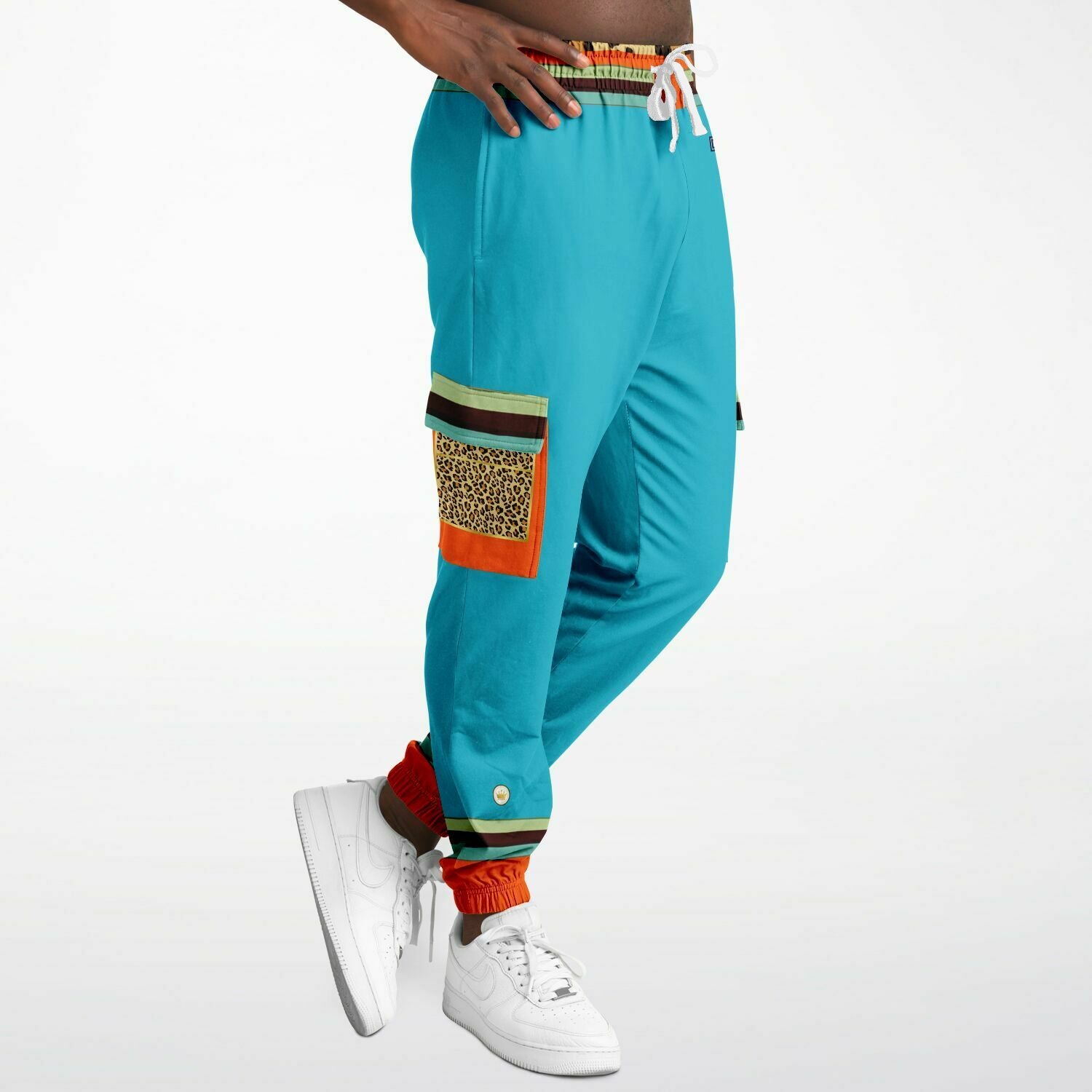 Bahamian Blue Leopard LUXE Eco-Poly Unisex Cargo Joggers