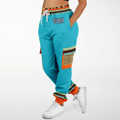 Bahamian Blue Leopard LUXE Eco-Poly Unisex Cargo Joggers