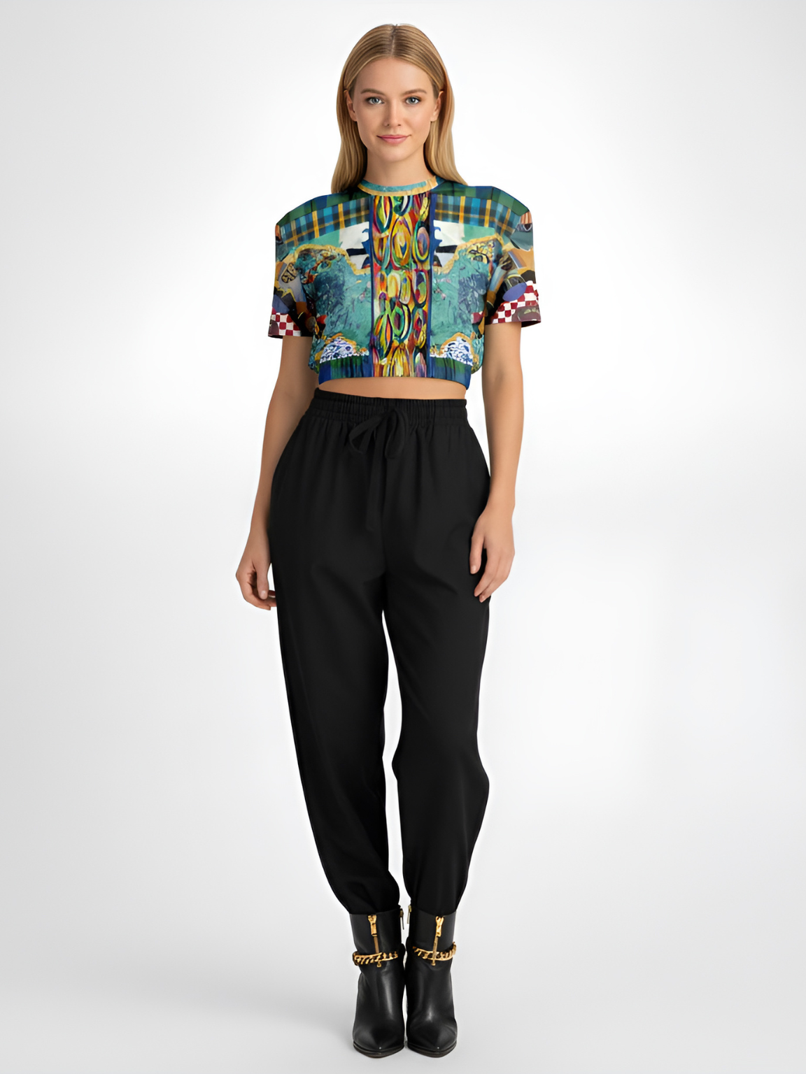 Basel at the Rhine Eco-Poly Short Sleeve Cropped Pullover
