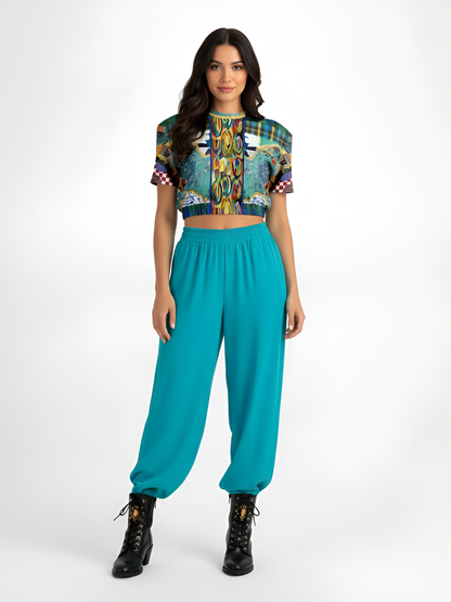 Basel at the Rhine Eco-Poly Short Sleeve Cropped Pullover