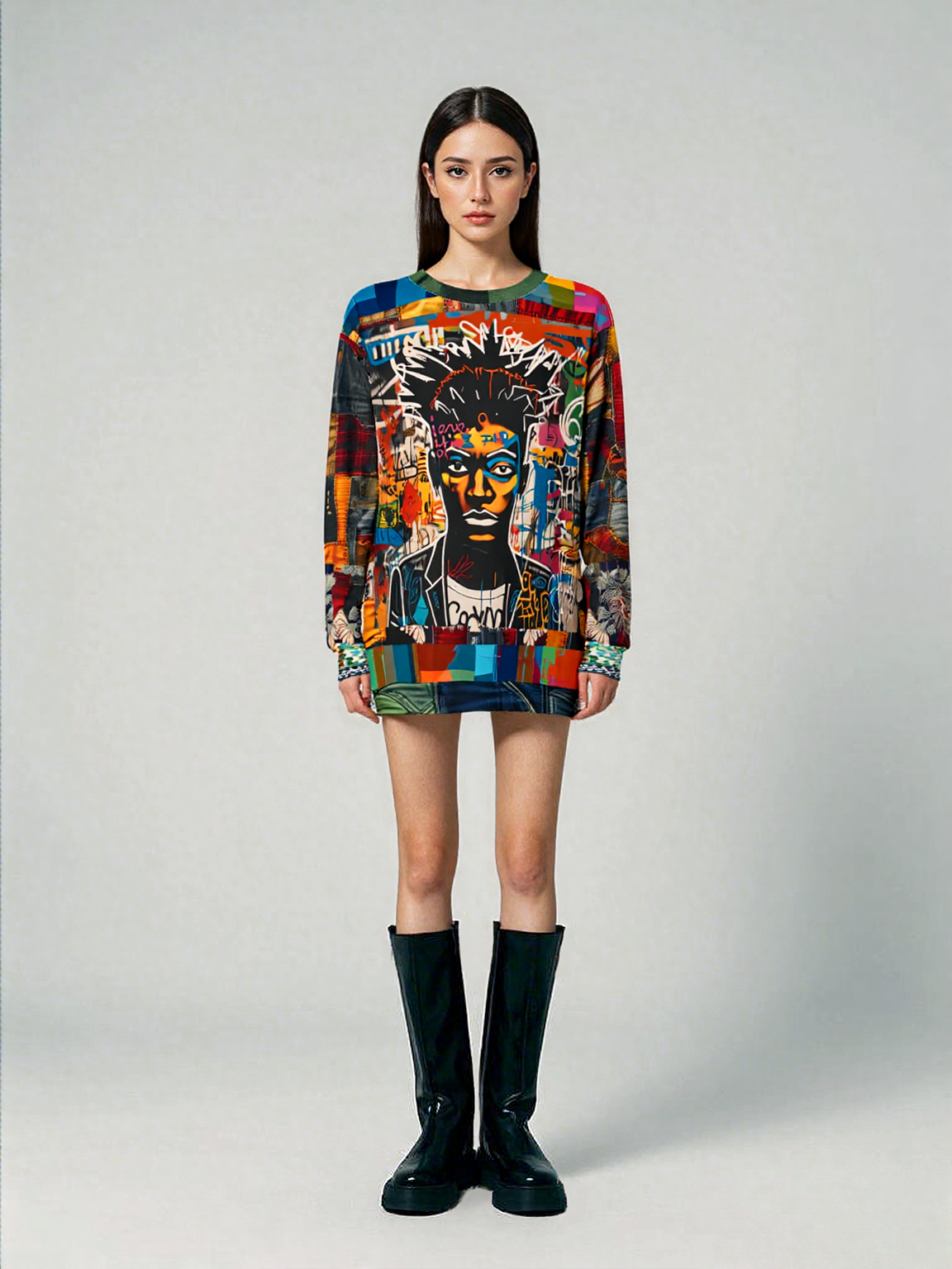 Bastion of Glory Street Art Patchwork Pattern Unisex Sweatshirt (Gold Label)