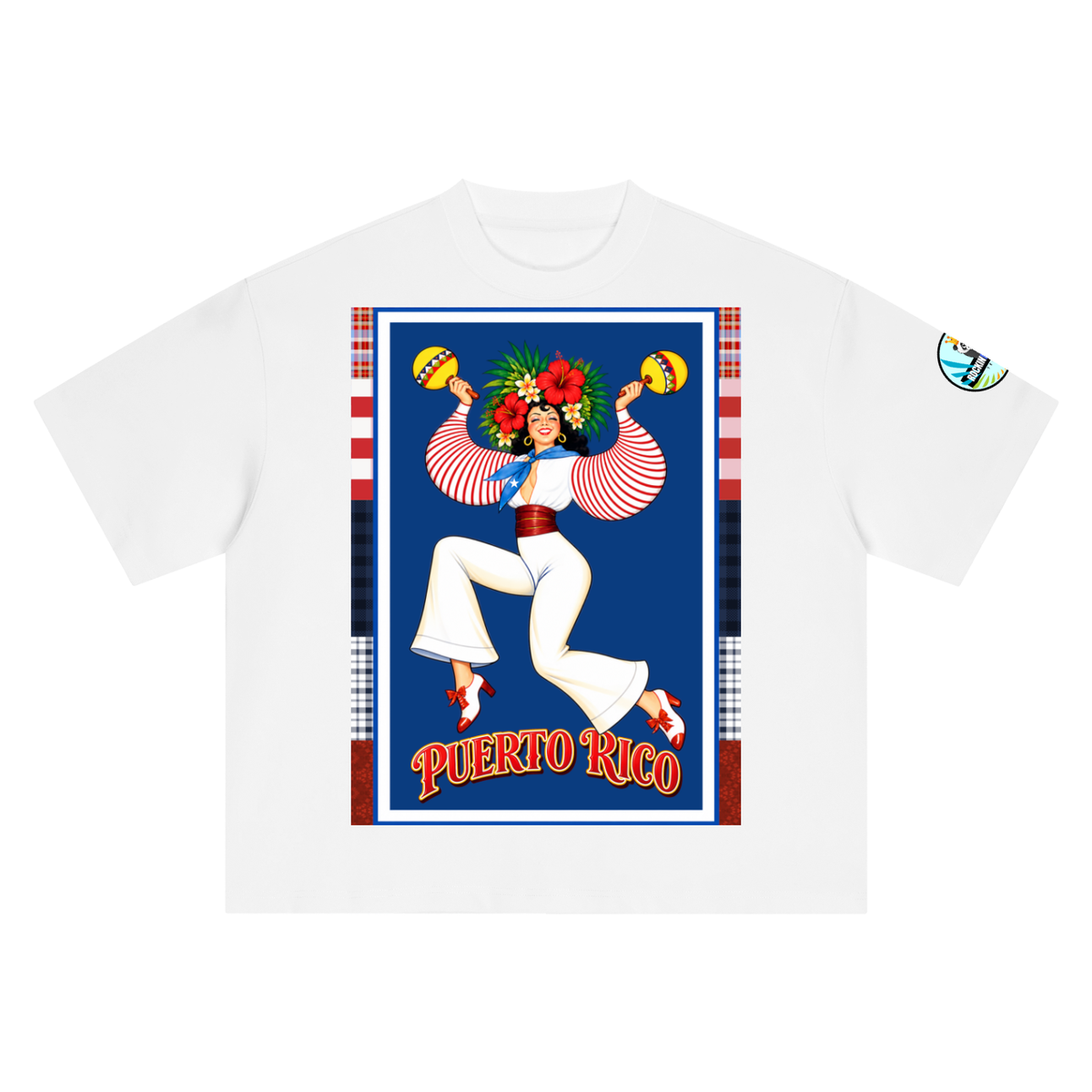 Spirit of Puerto Rico - Maracas Girl Boxy Oversized Unisex T-Shirt