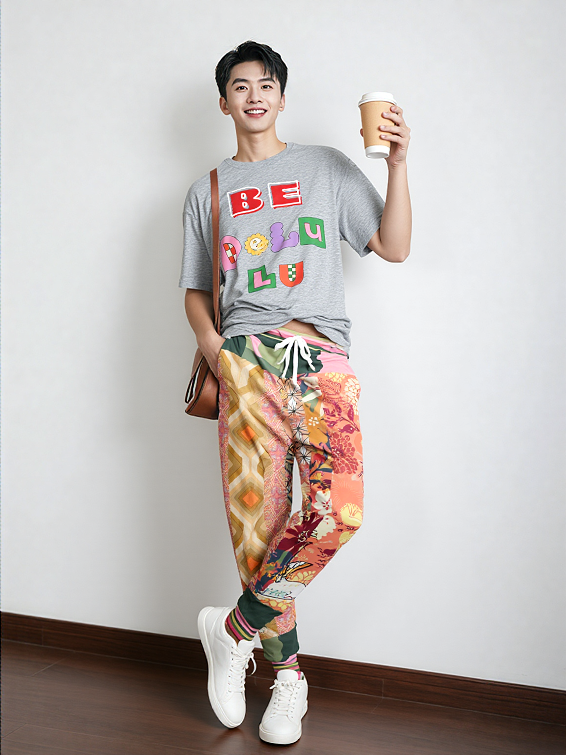 Yogananda Pink Floral Patchwork Eco-Poly Unisex Joggers