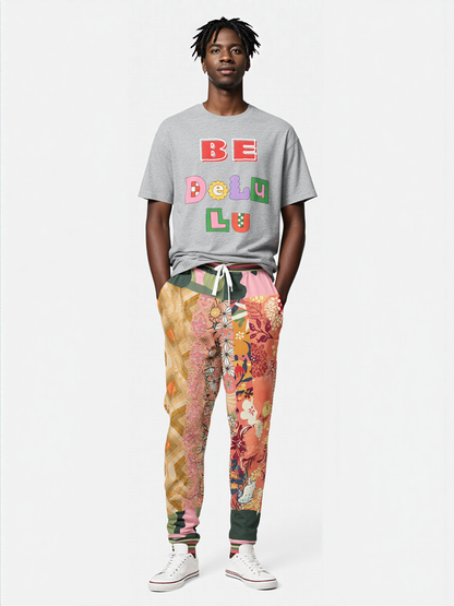 Yogananda Pink Floral Patchwork Eco-Poly Unisex Joggers