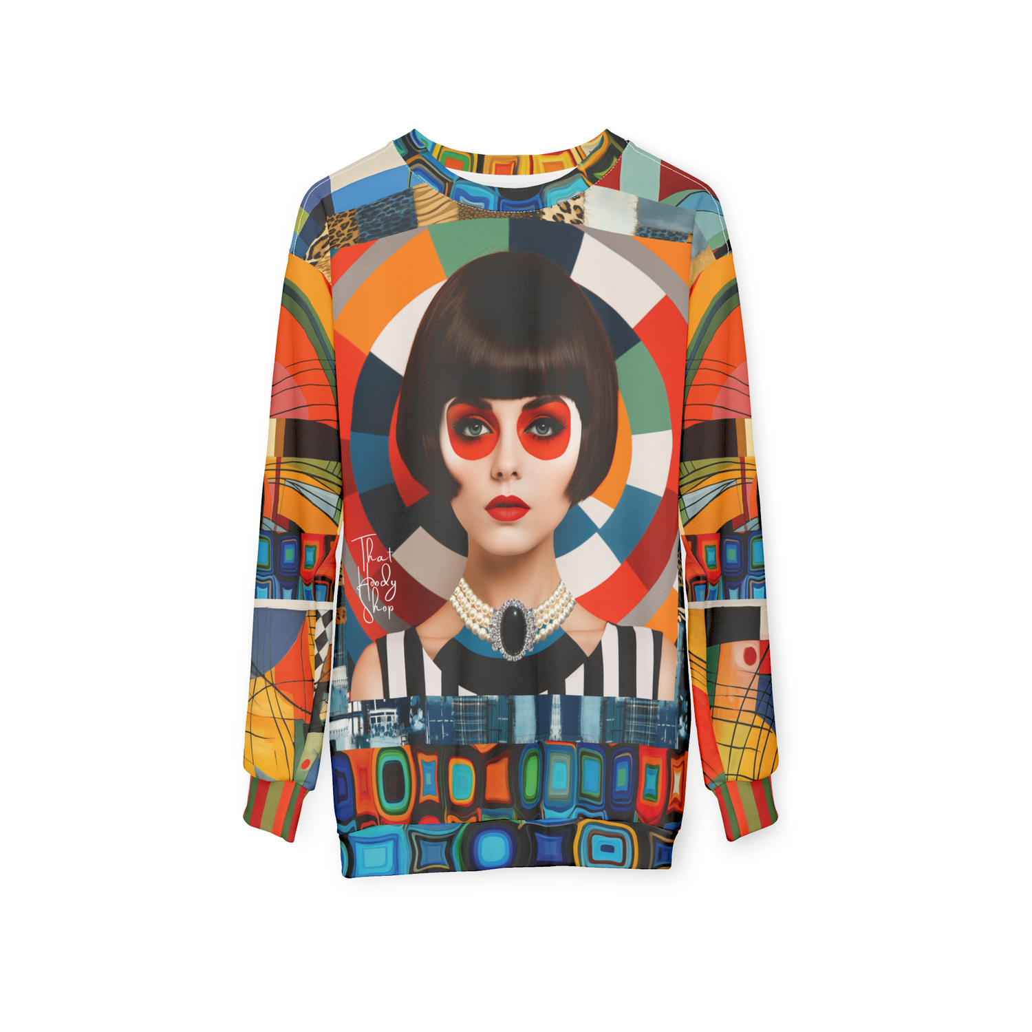 Bulls Eye Beatnik Girl Abstract Print Unisex Sweatshirt (Gold Label)
