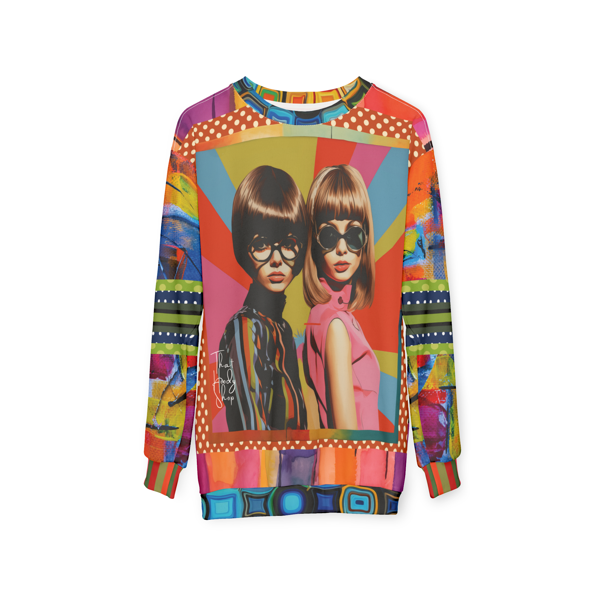Beatnik Girls - Rainbow Flash Hippie Abstract Print Unisex Sweatshirt (Gold Label)