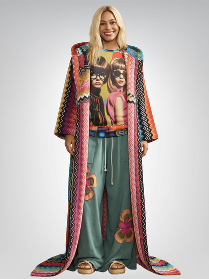 Beatnik Girls - Rainbow Flash Hippie Abstract Print Unisex Sweatshirt (Gold Label)