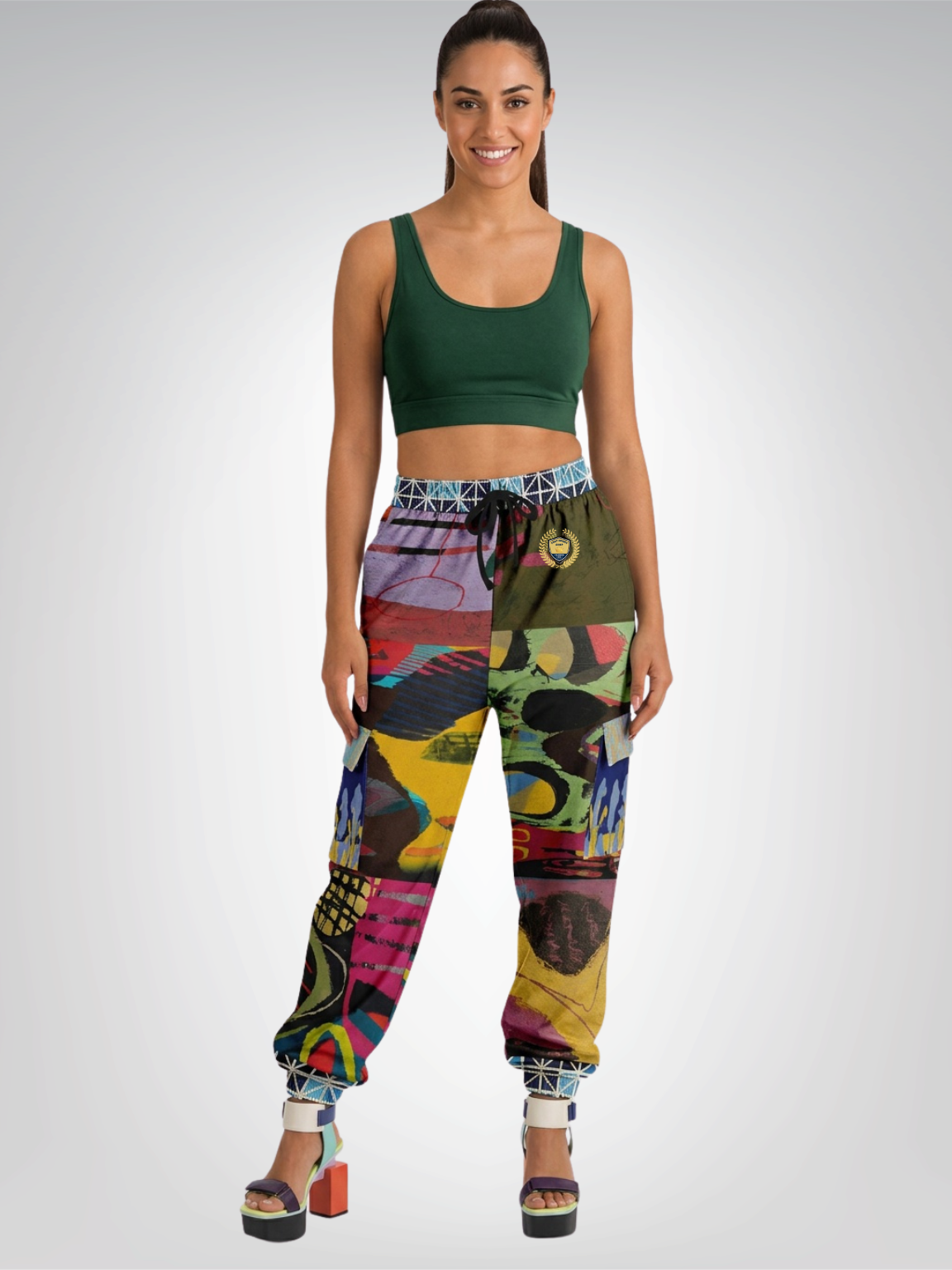 Beautiful Chaos Abstract Art Print Eco-Poly Cargo Joggers