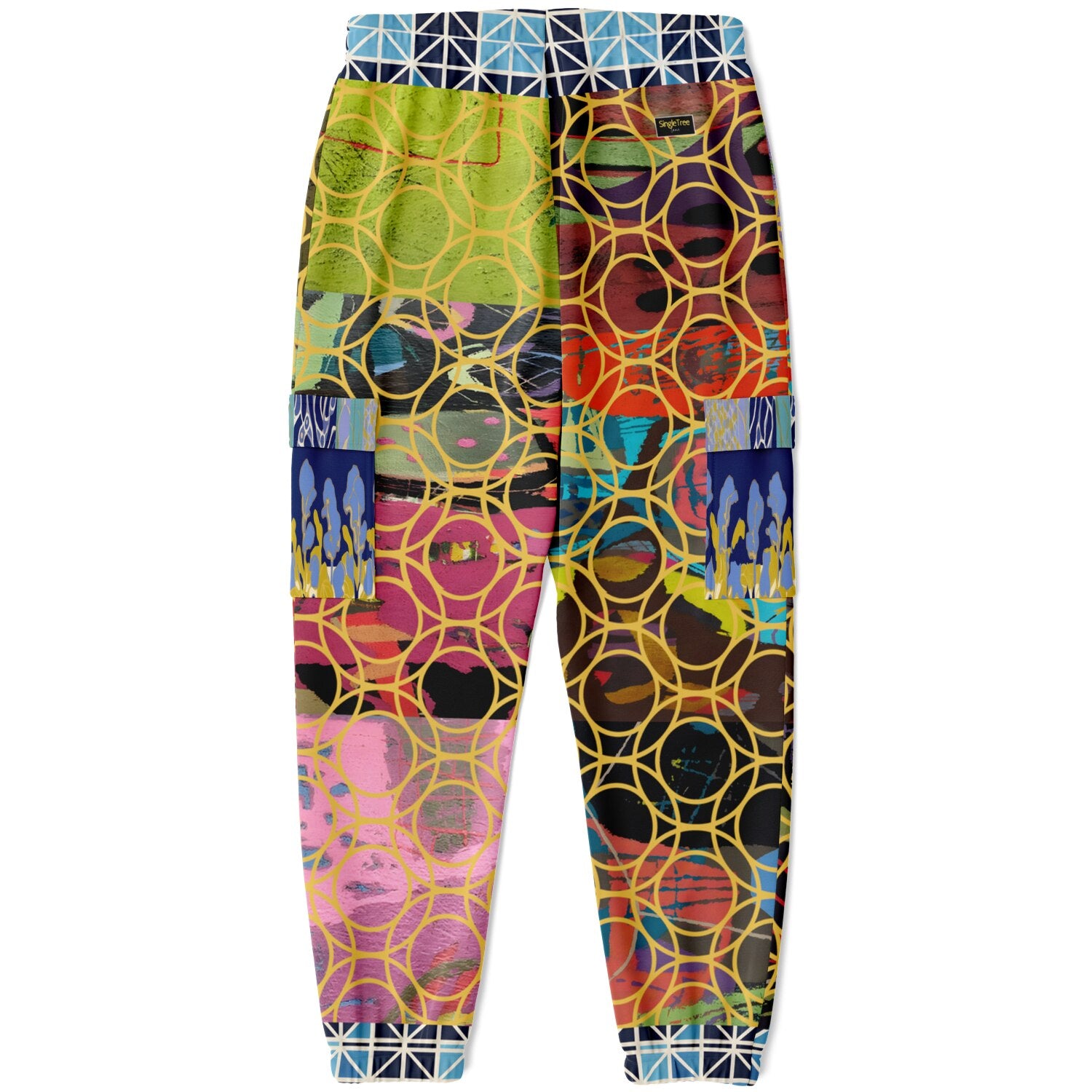 Beautiful Chaos Golden Orbit Abstract Art Print Eco-Poly Cargo Joggers