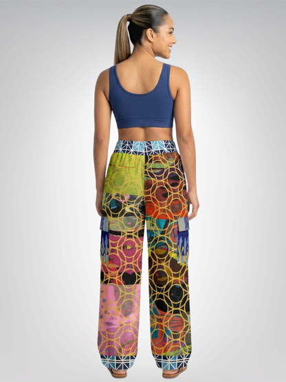 Beautiful Chaos Golden Orbit Abstract Art Print Cargo Pants