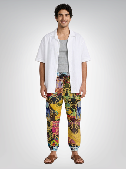 Beautiful Chaos Golden Orbit Abstract Art Print Eco-Poly Cargo Joggers