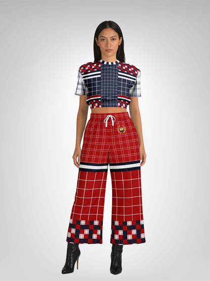 Best of Times - Worst of Times - Red 68 Rugby Eco-Poly Wide Leg Pants