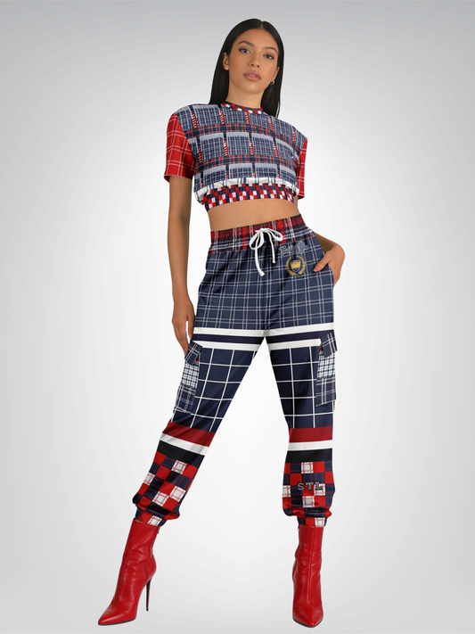 Best of Times - Worst of Times - 68 Patchwork Rugby Eco-Poly Short Sleeve Cropped Pullover