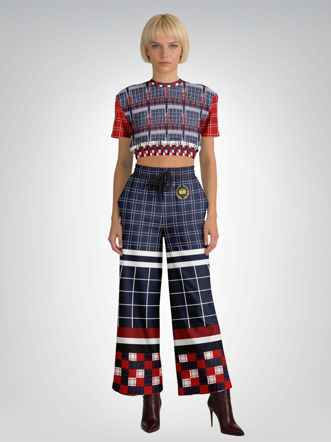 Best of Times - Worst of Times - 68 Patchwork Rugby Eco-Poly Short Sleeve Cropped Pullover