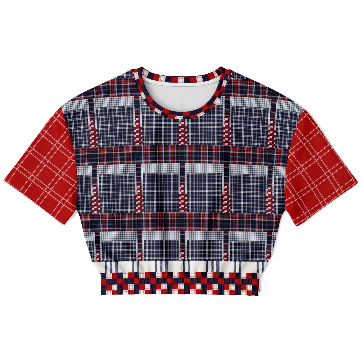 Best of Times - Worst of Times - 68 Patchwork Rugby Eco-Poly Short Sleeve Cropped Pullover