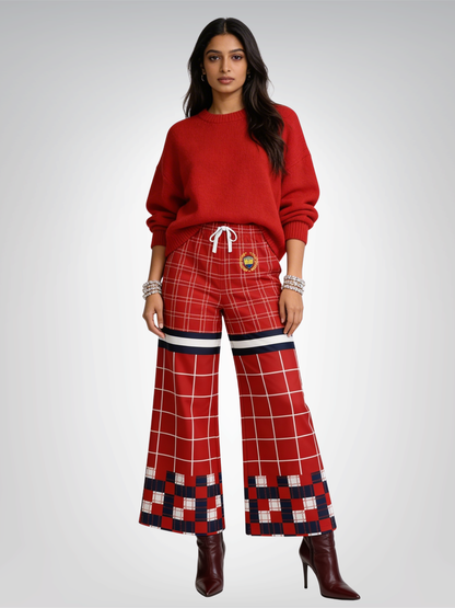 Best of Times - Worst of Times - Red 68 Rugby Eco-Poly Wide Leg Pants