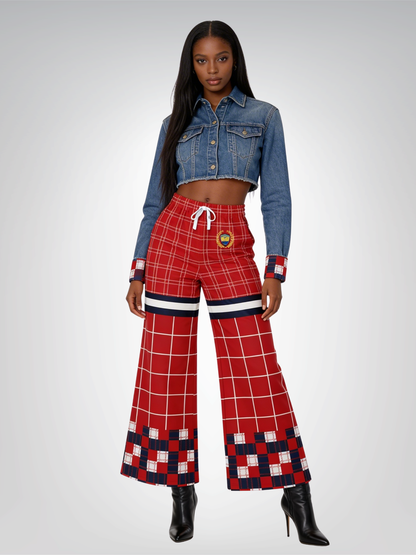 Best of Times - Worst of Times - Red 68 Rugby Eco-Poly Wide Leg Pants