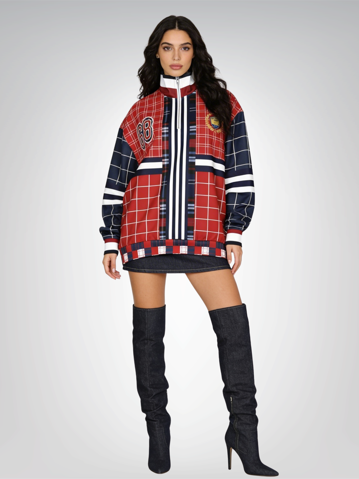 Best of Times - Worst of Times - Red 68 Rugby Heavyweight Oversized Quarter Zip Sweatshirt