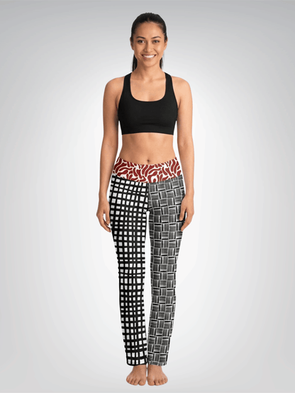 Black and White Distortion Duo Plaid Flare Leggings