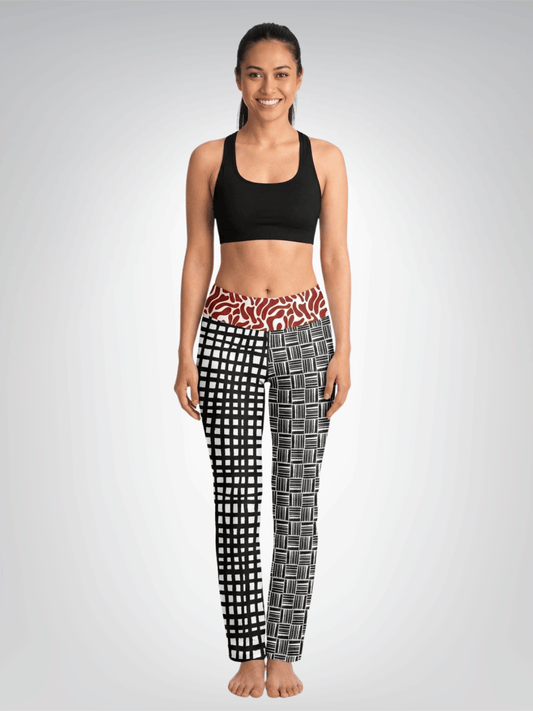 Black and White Distortion Duo Plaid Flare Leggings