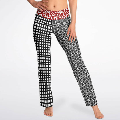 Black and White Distortion Duo Plaid Flare Leggings