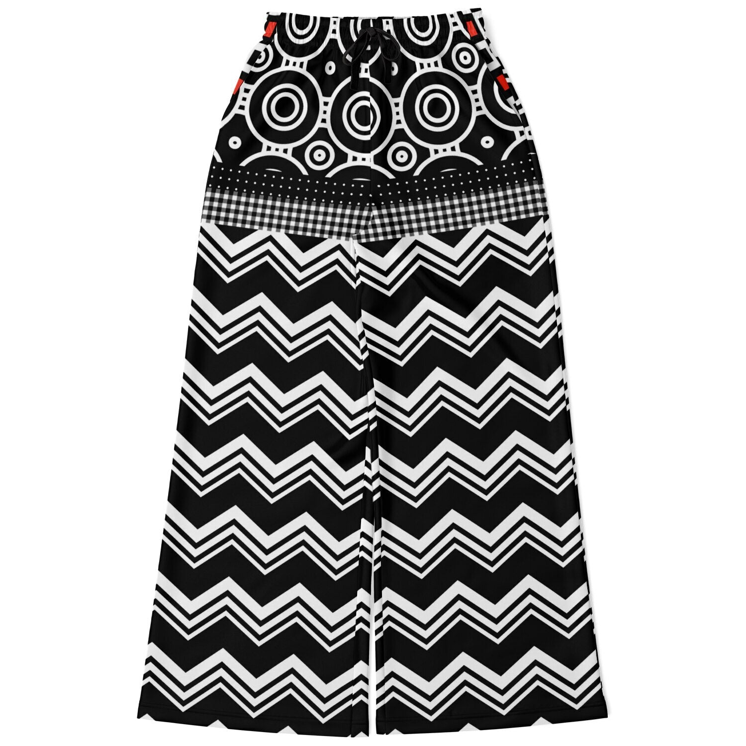 Black Chevron All Over Me Eco-Poly Wide Leg Pants