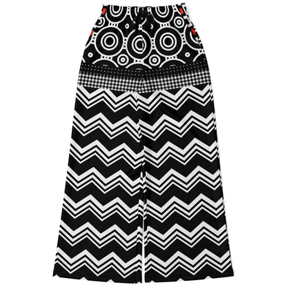 Black Chevron All Over Me Eco-Poly Wide Leg Pants