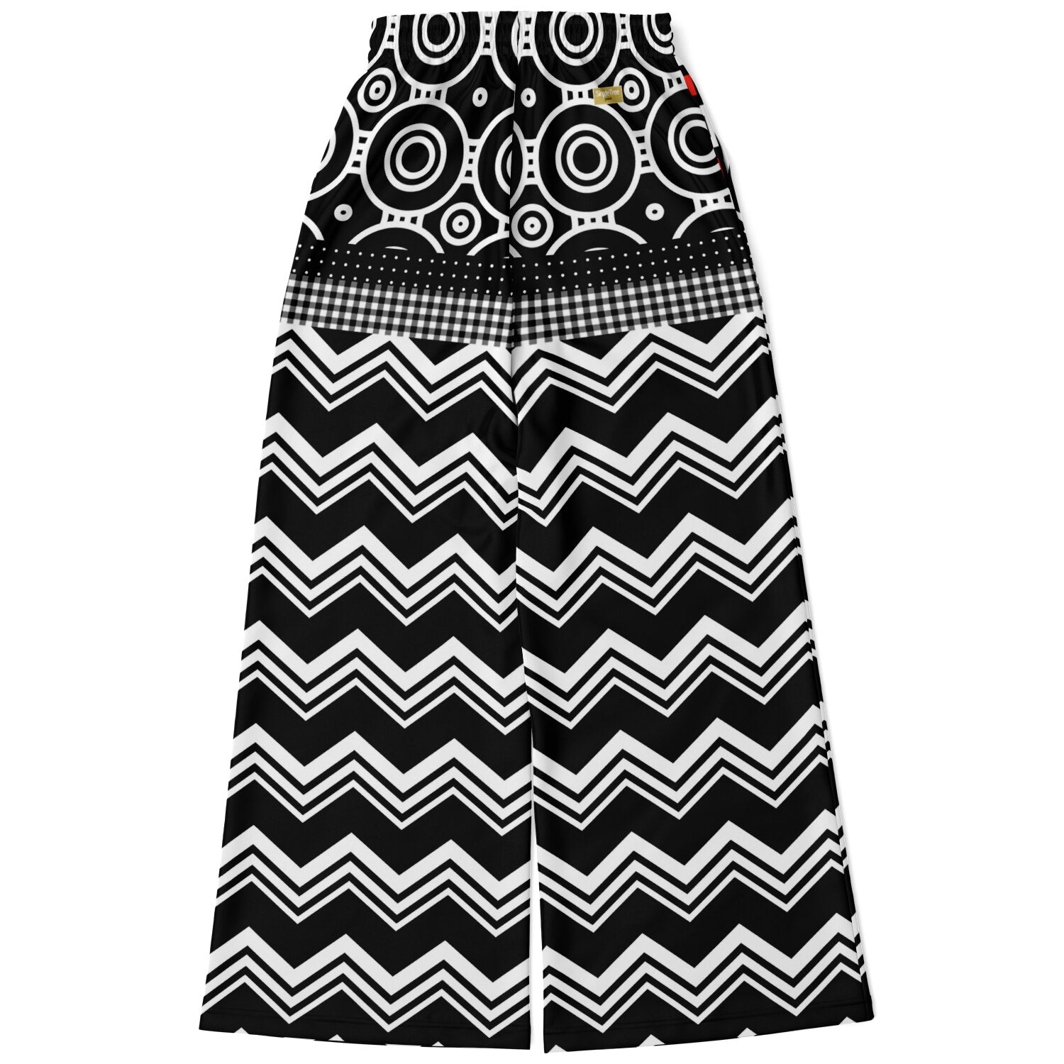 Black Chevron All Over Me Eco-Poly Wide Leg Pants