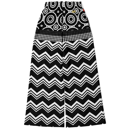 Black Chevron All Over Me Eco-Poly Wide Leg Pants