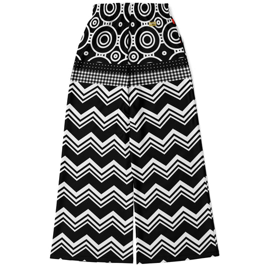 Black Chevron All Over Me Eco-Poly Wide Leg Pants