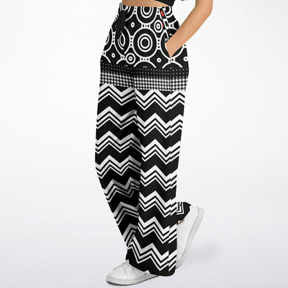 Black Chevron All Over Me Eco-Poly Wide Leg Pants
