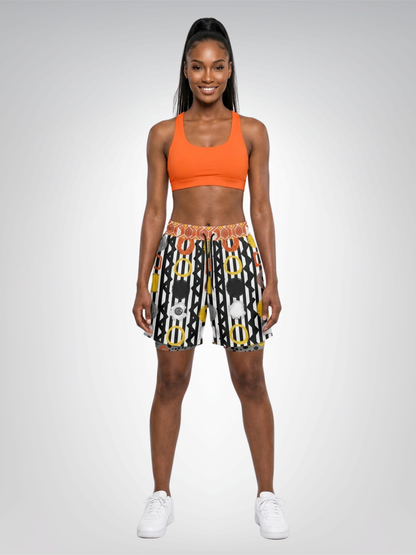 Black Stripe and Bright Geometric Funhouse Unisex 2-in-1 Active Shorts