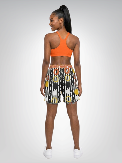 Black Stripe and Bright Geometric Funhouse Unisex 2-in-1 Active Shorts