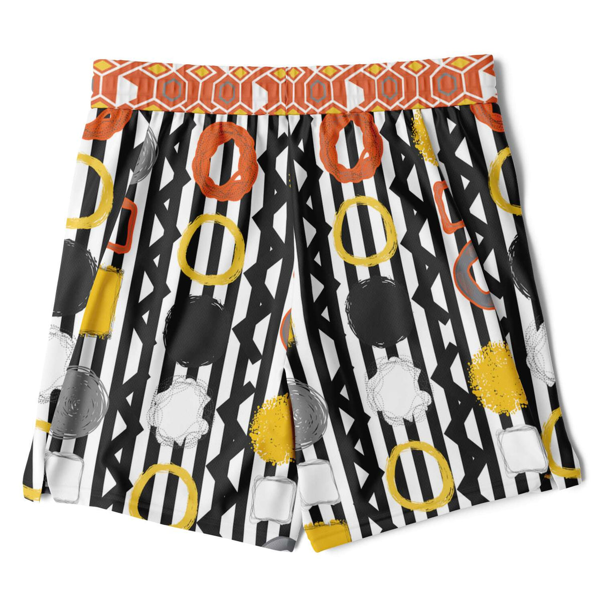 Black Stripe and Bright Geometric Funhouse Unisex 2-in-1 Active Shorts