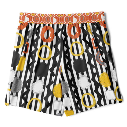 Black Stripe and Bright Geometric Funhouse Unisex 2-in-1 Active Shorts