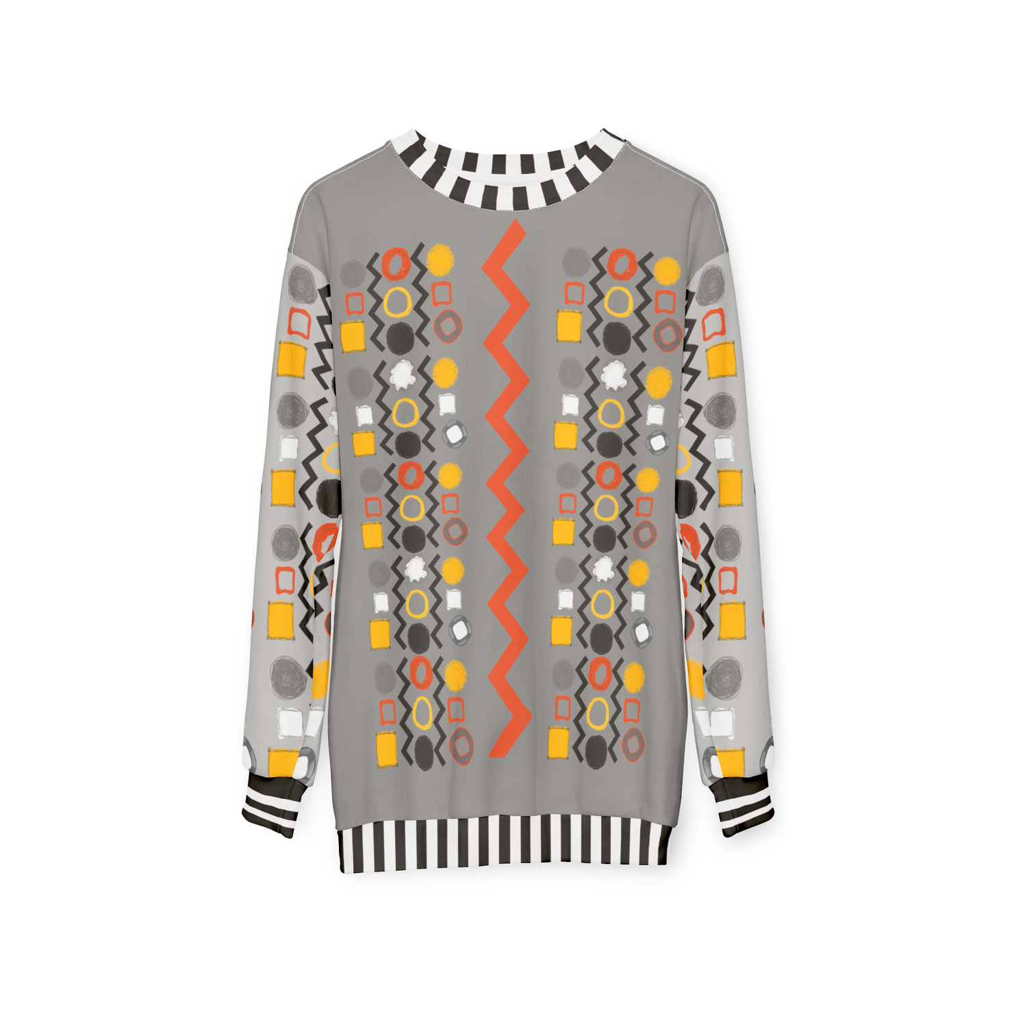 Black Stripe and Bright Geometric in Grey Unisex Sweatshirt (Gold Label)
