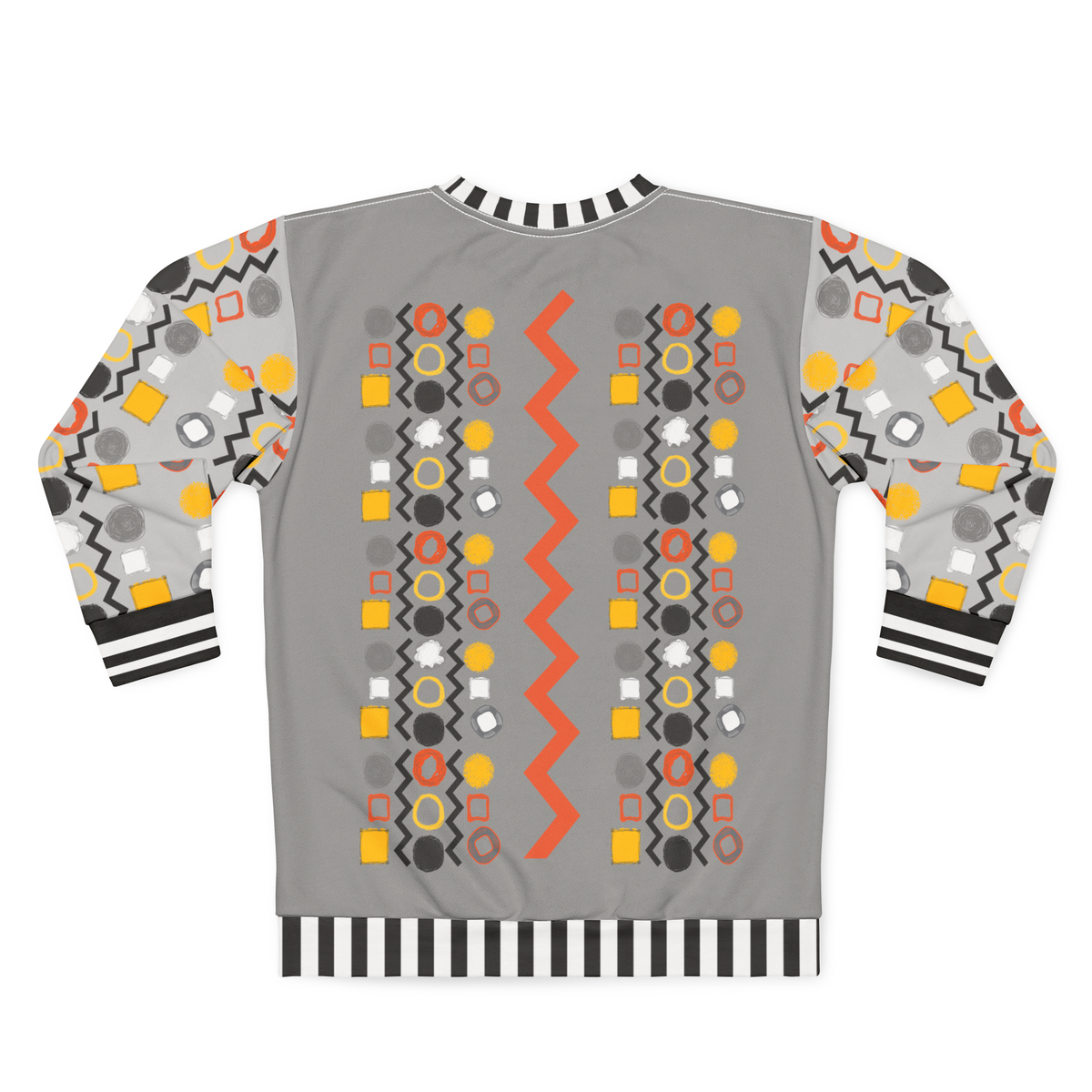 Black Stripe and Bright Geometric in Grey Unisex Sweatshirt (Gold Label)