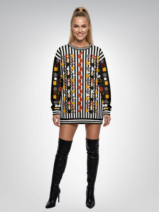 Black Stripe and Bright Geometric Funhouse Unisex Sweatshirt (Gold Label)