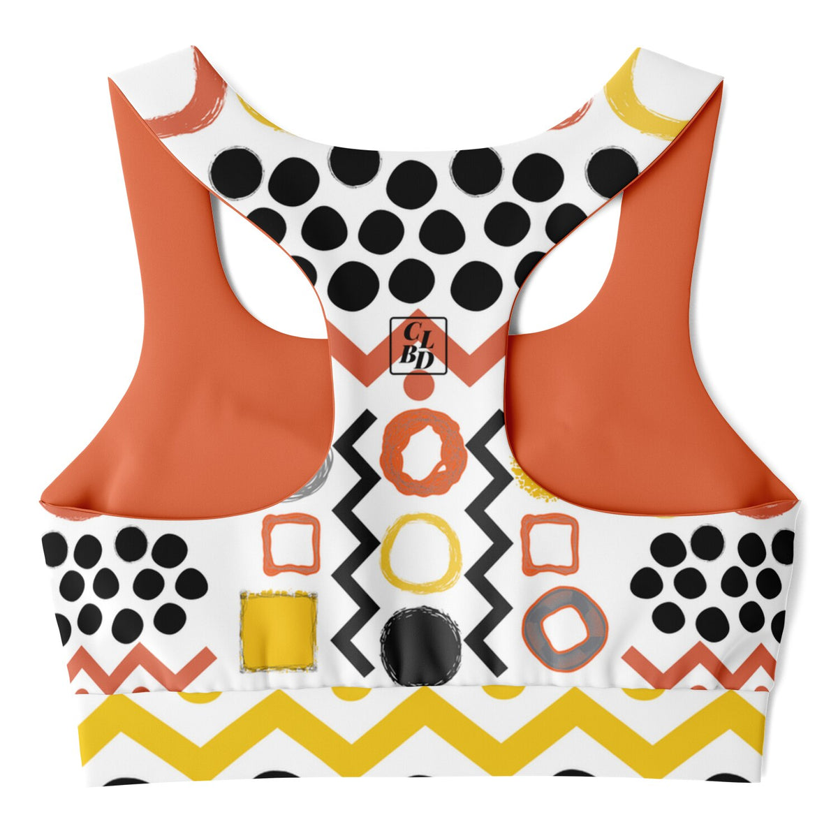 Black Stripe and Bright Geometric Padded Sports Bra