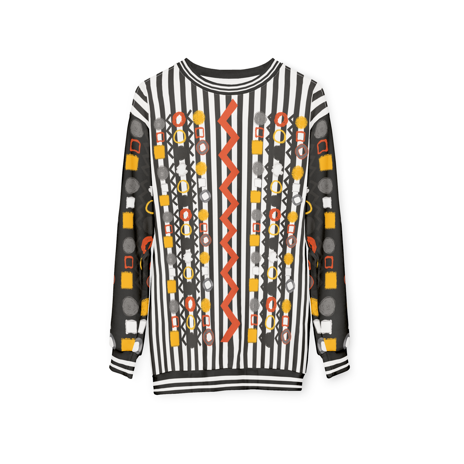Black Stripe and Bright Geometric Funhouse Unisex Sweatshirt (Gold Label)
